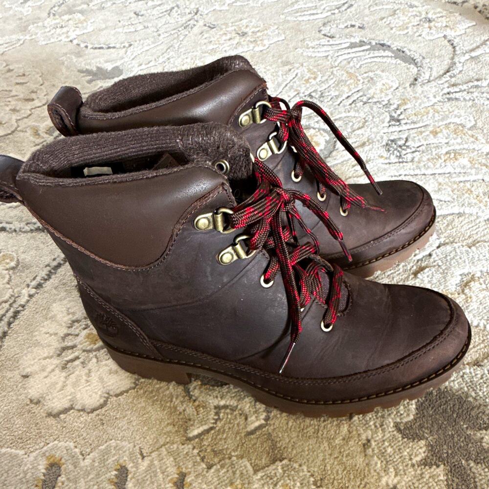 Timberland Women’s Brown Leather Lace-Up Ankle Boots Winter Boots US 7 EU 38